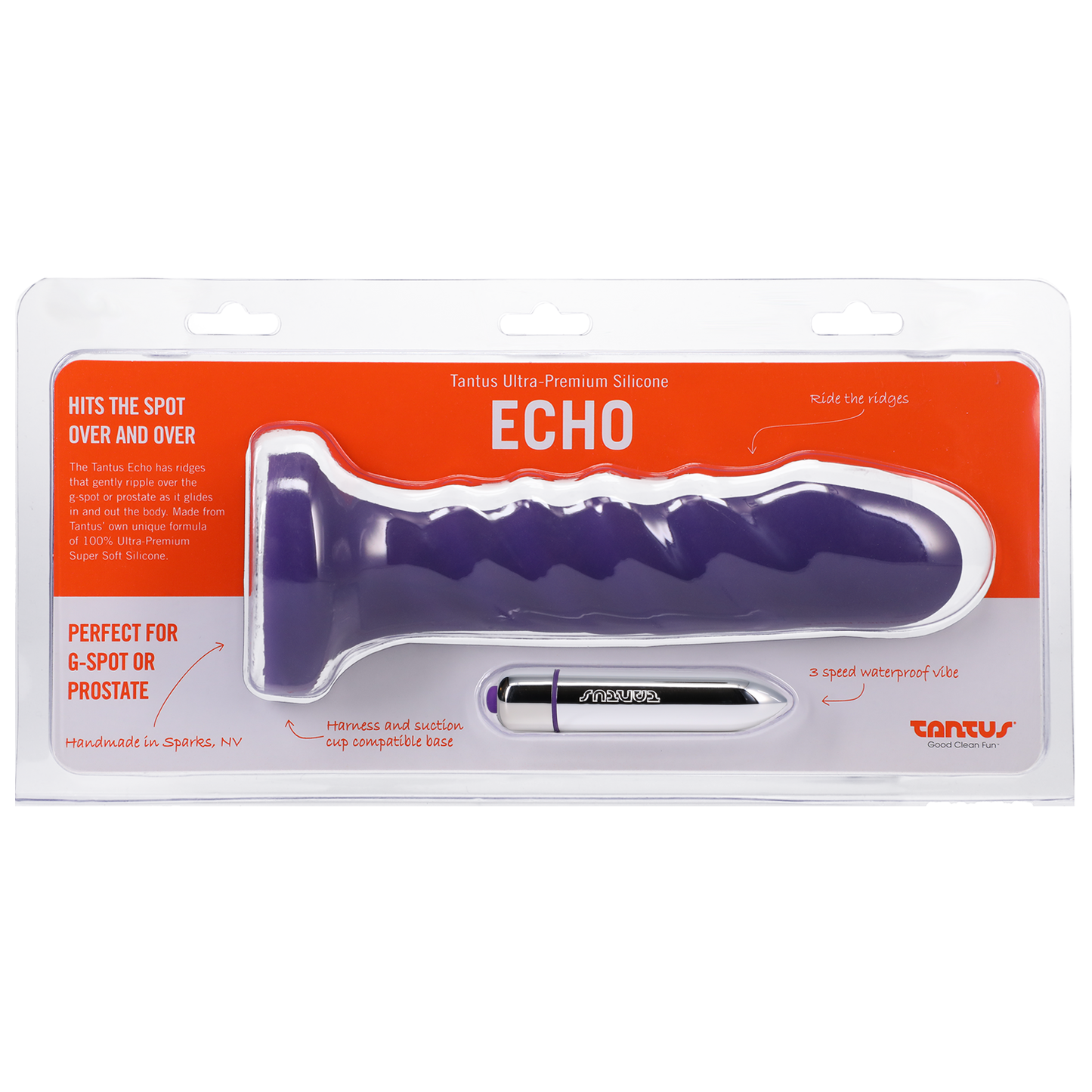 Tantus Silicone Echo Silicone Vibrator - Midnight Purple