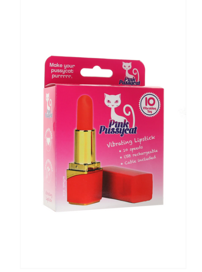 Pink Pussycat Rechargeable Lipstick Vibvator Red