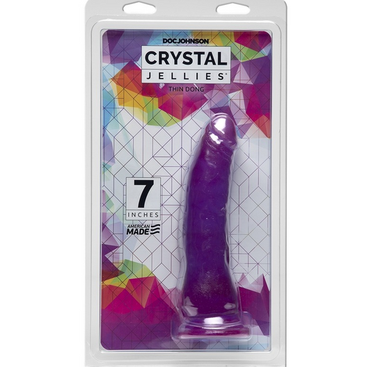 Doc Johnson Crystal Jellies Thin Dong 7″ Purple