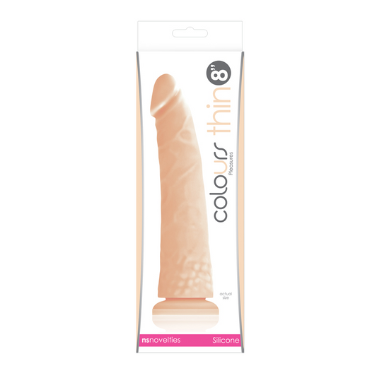 NS Colours Pleasures Thin 8″ Dildo Beige