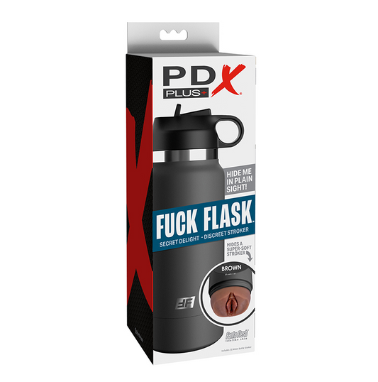 Pipedream PDX Plus Fuck Flask Secret Delight Grey Bottle Brown