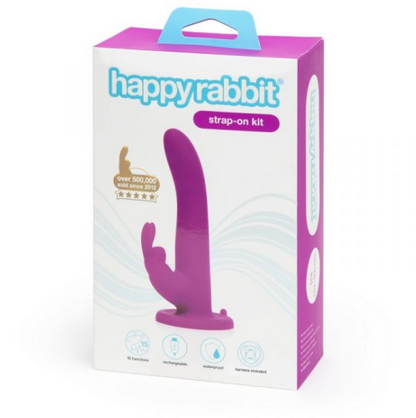 Happy Rabbit Vibrating Strap On Harness Set Purple