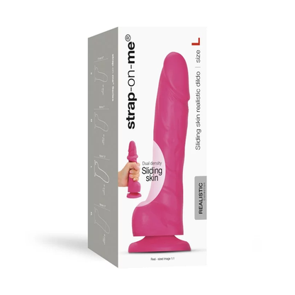 Strap On Me Sliding Skin Realistic Dildo Fuchsia - Large