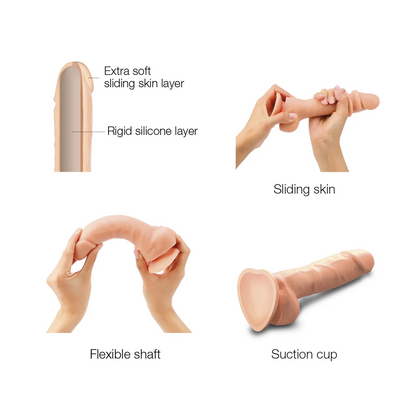 Strap On Me Sliding Skin Realistic Dildo Vanilla - XLarge