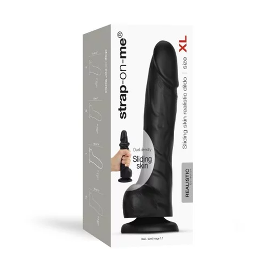 Strap On Me Sliding Skin Realistic Black Dildo - XLarge