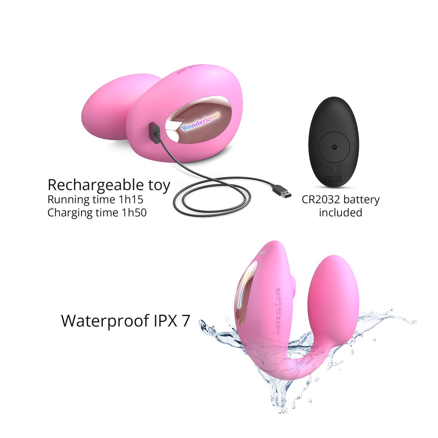 Love To Love WonderLover Clitoral and G-Spot Vibrator - Pink Passion