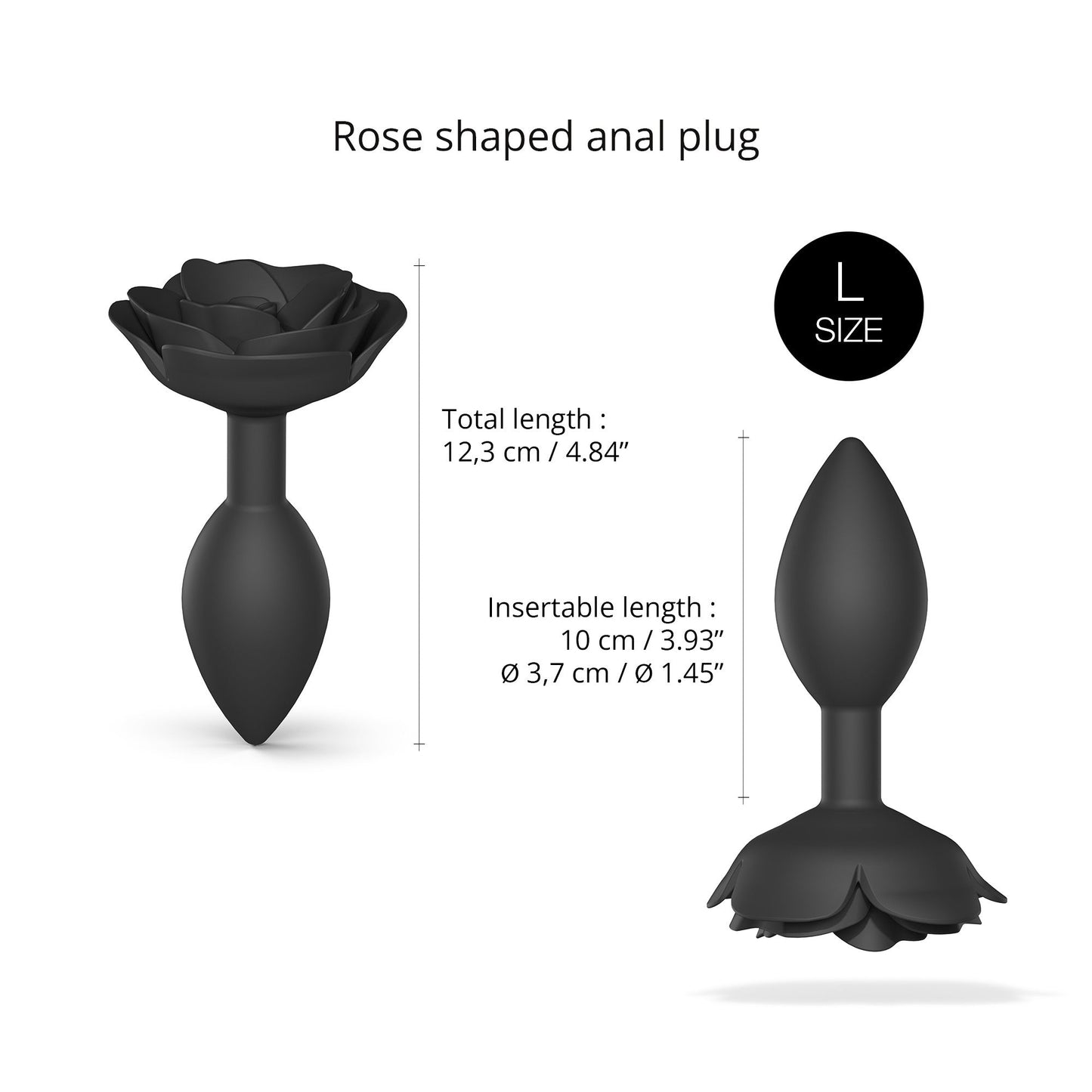 Love To Love Open Roses Anal Plug - Large- Black