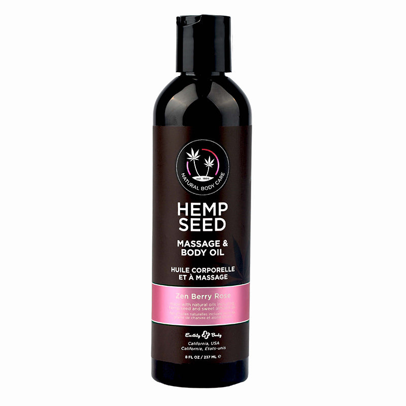 Earthly Body Zen Berry Rose Hemp Seed Massage Oil 8 oz