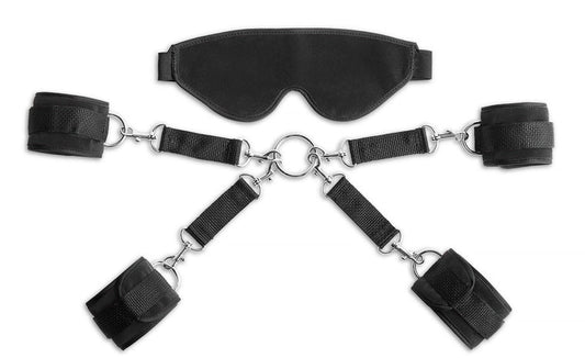 Liberator Deluxe Bond Cuff and Blindfold Kit - Black Microvelvet