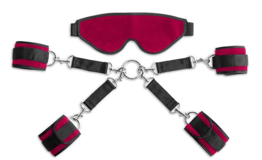 Liberator Deluxe Bond Cuff and Blindfold Kit - Merlot Microvelvet