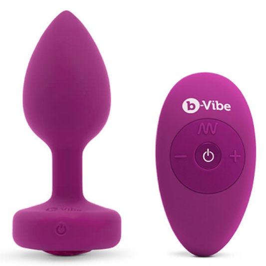 b-Vibe Vibrating Jewel Remote Control Plug - S/M - Fuchsia