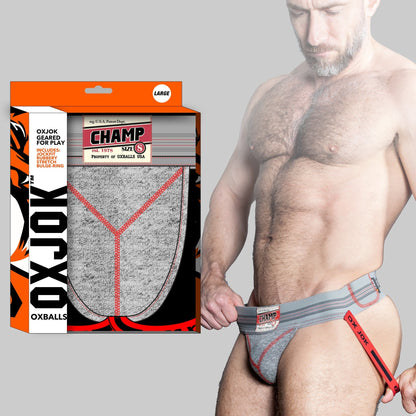 OXBALLS CHAMP Vintage Sweatshirt Jockstrap - Gray Heather - Large