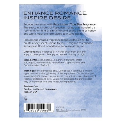 Pure Instinct True Blue Pheromone Infused Fragrance .74oz | 22 mL