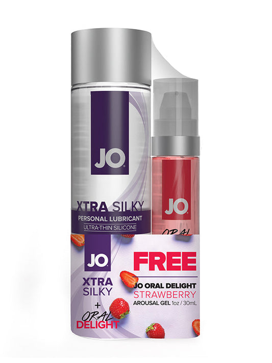 System JO Xtra Silky Silicone 120ml + JO Oral Delight Strawberry 30 mL