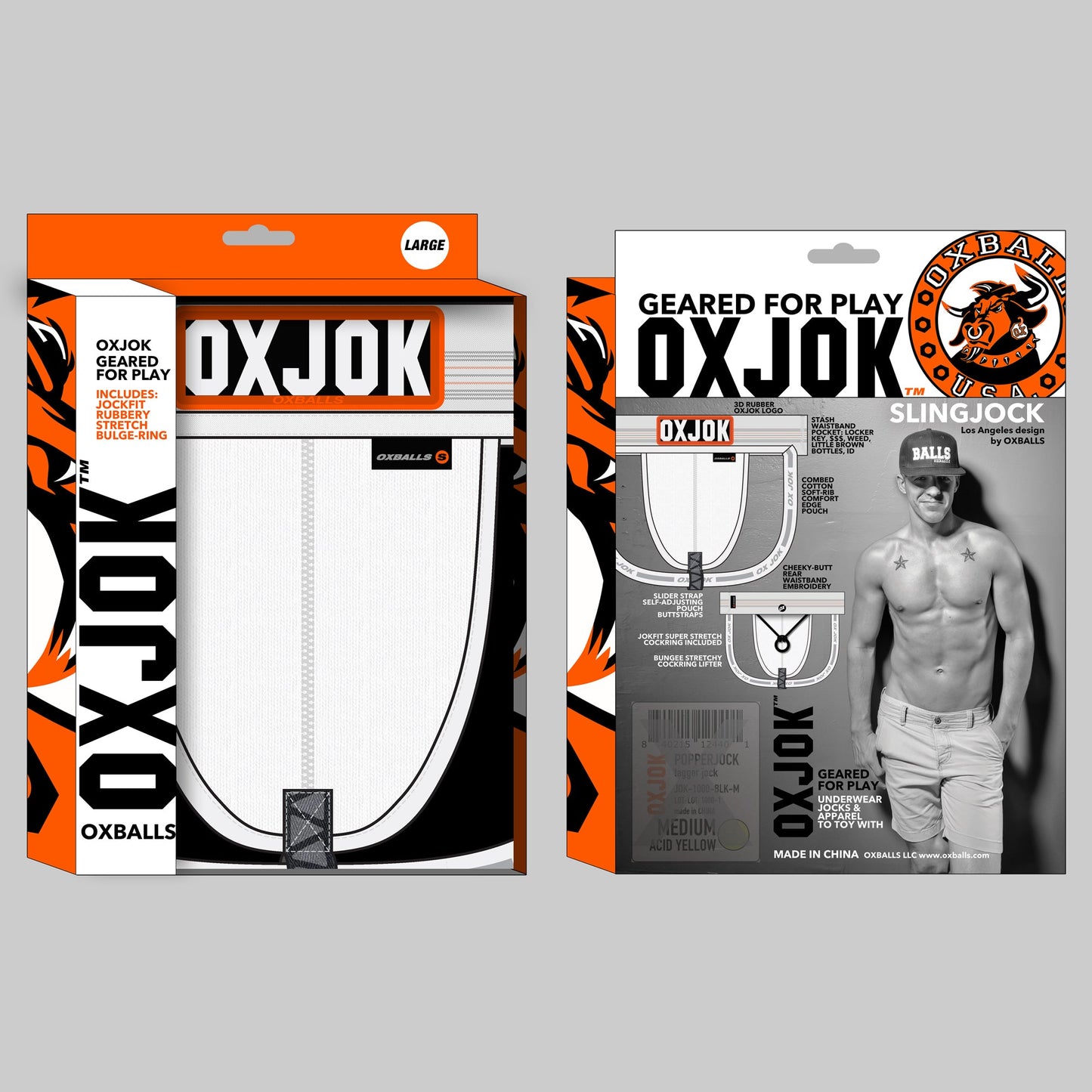 OXBALLS OXJOK Slingjock upthrust slider-strap jock - White Snow - Large