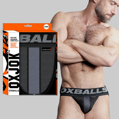 OXBALLS Airmesh swagger jockstrap - Tar Black - Large