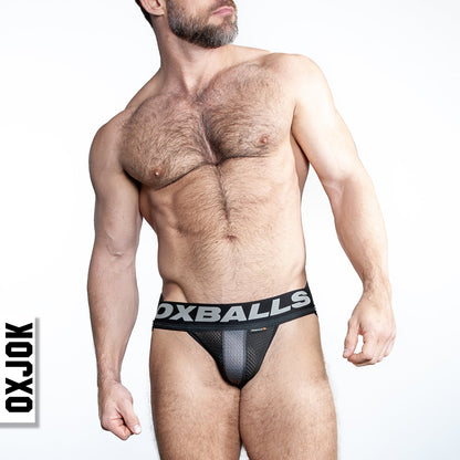 OXBALLS Airmesh swagger jockstrap - Tar Black - Large