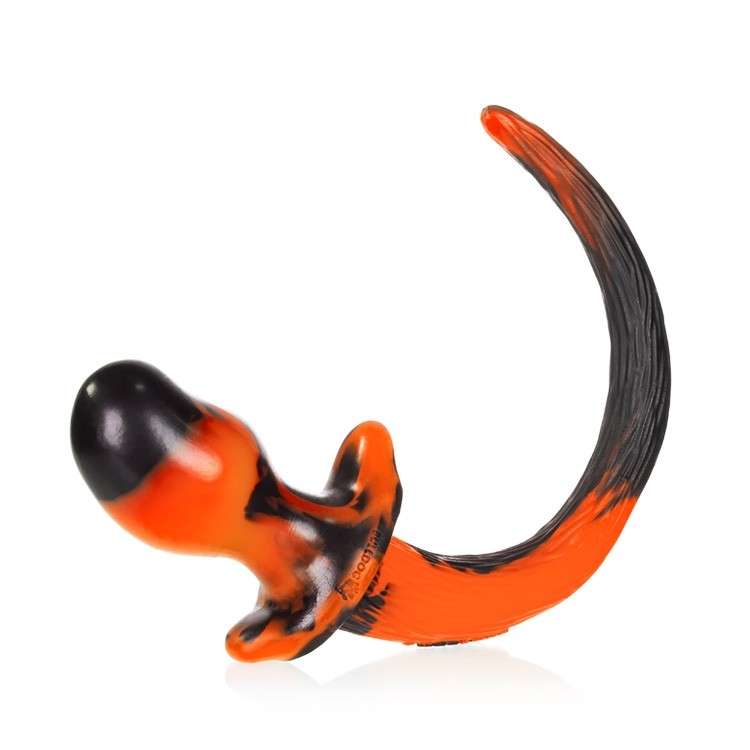 Oxballs Puppy Tail Bulldog Butt Plug-Orange Swirl- Large