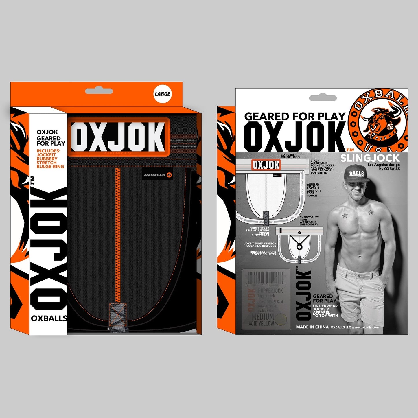 OXBALLS OXJOK Slingjock upthrust slider-strap jock - Black Iron - XXLarge