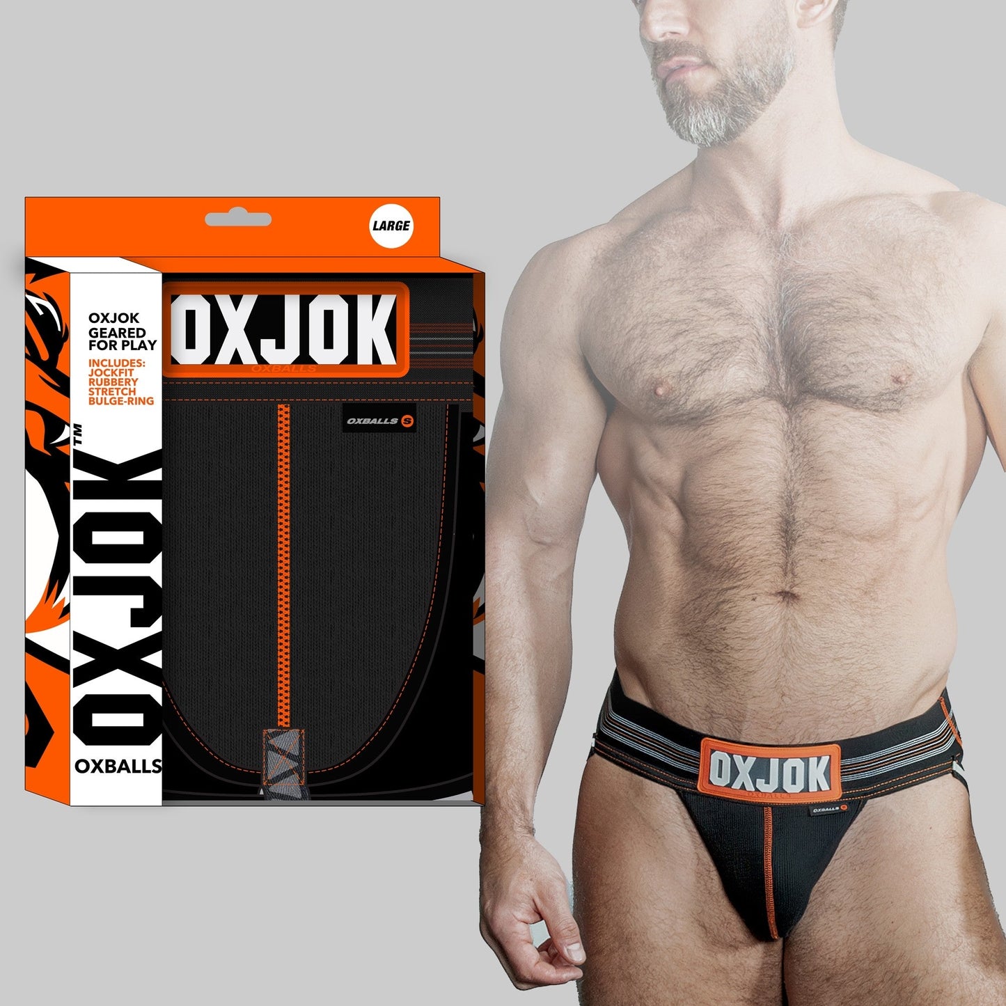 OXBALLS OXJOK Slingjock upthrust slider-strap jock - Black Iron - XXLarge