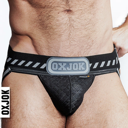 OXBALLS PACKER Industrial Quilted Cargo Strapjock - Black Puff - XLarge