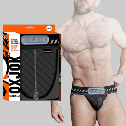 OXBALLS PACKER Industrial Quilted Cargo Strapjock - Black Puff - XLarge