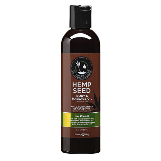 Earthly Body Hemp Seed Massage Oil Nag Champa 8 oz