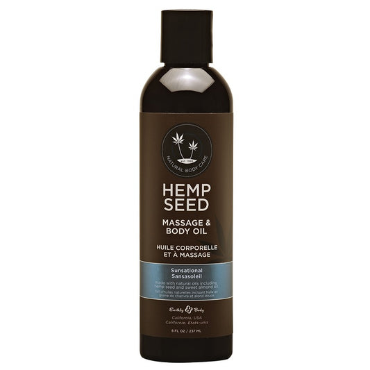 Earthly Body Hemp Seed Massage Oil Sunsational 8 oz