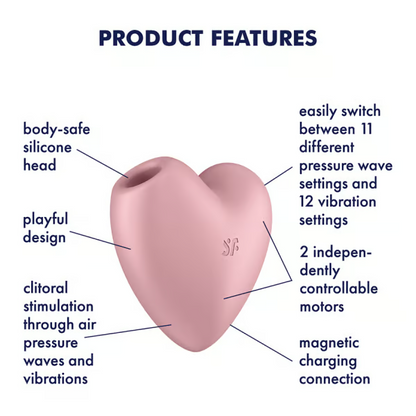 Satisfyer Cutie Heart Clitoral Stimulator - Light Red