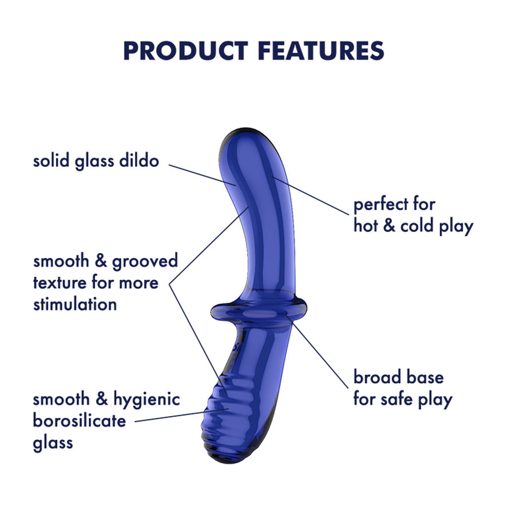 Satisfyer Double Crystal Glass Dildo - Light Blue