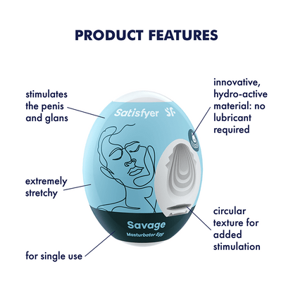 Satisfyer Masturbator Egg Savage Light Blue