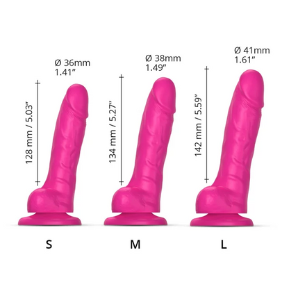 Strap On Me Sliding Skin Realistic Dildo - Fuchsia - Medium