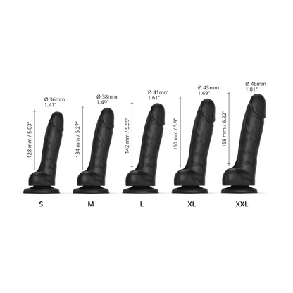 Strap On Me Sliding Skin Realistic Black Dildo - XXL