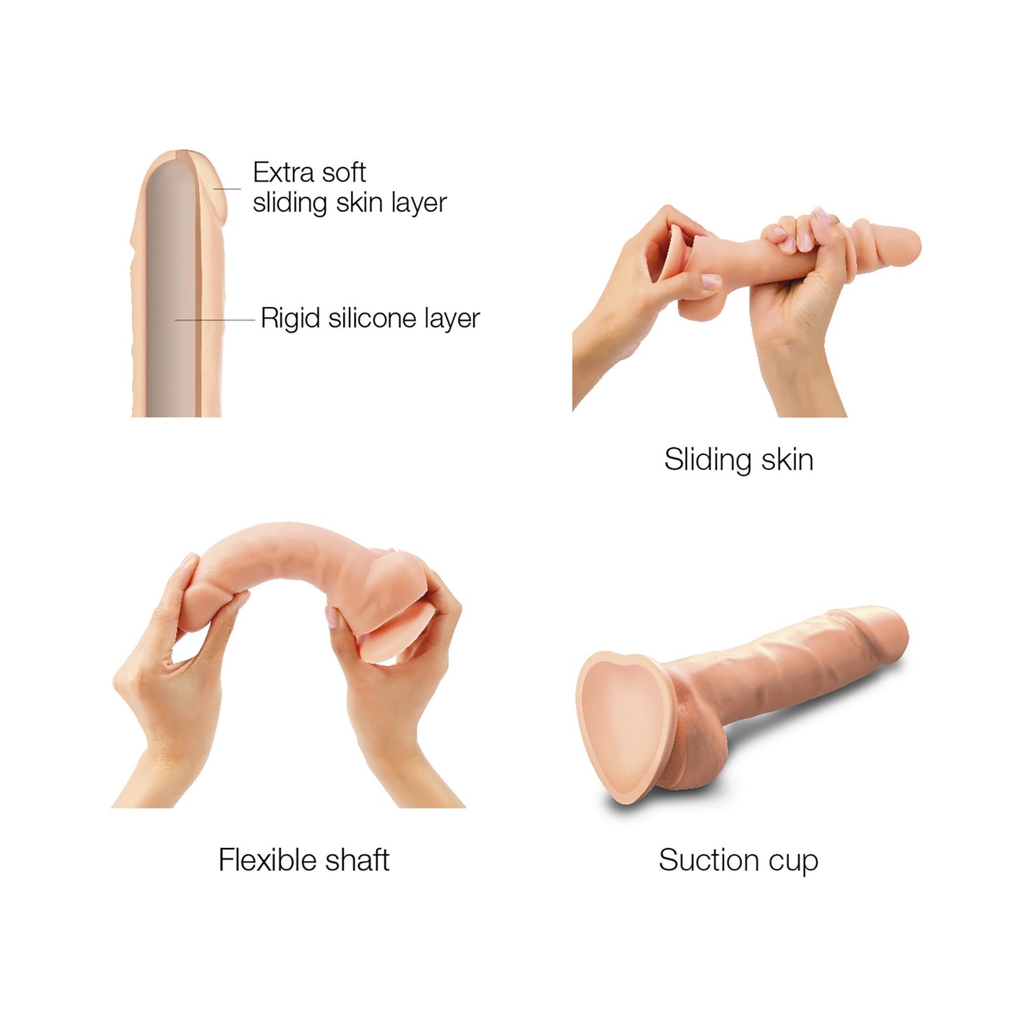 Strap On Me Sliding Skin Realistic Dildo - Vanilla - Large