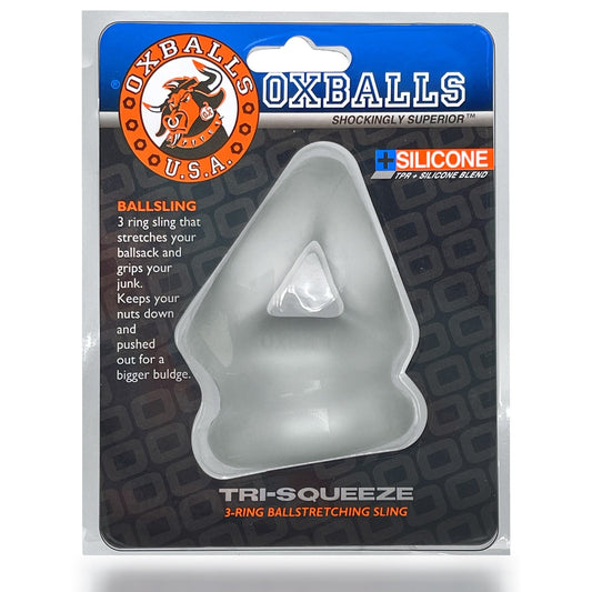 OxBalls Tri-Squeeze Cocksling & Ballstretcher - Clear ice